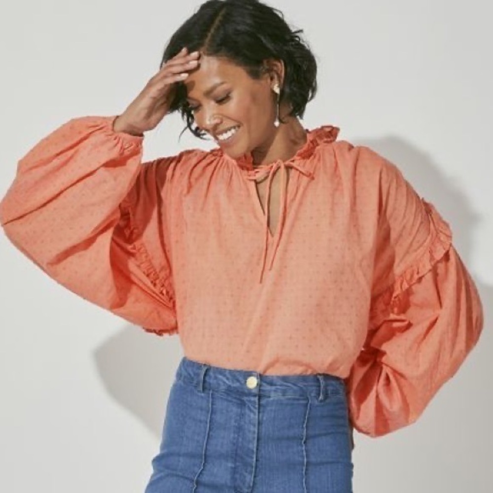 Cleobella Orange Long Sleeve Phoenix Blouse Sz. M NWT!